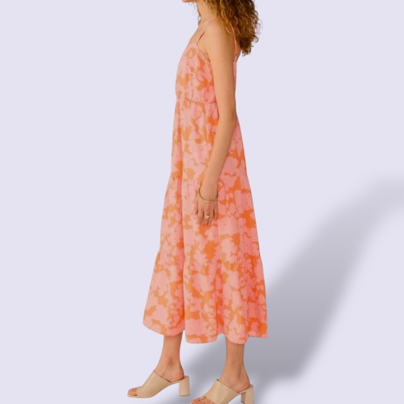Social Standard By Sanctuary Dresses & Skirts - 👗Beautiful Floral Pink and Orange Women's Tiered Midi Sundress